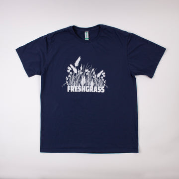 Freshgrass T-shirt: Crew Neck Navy with Weeds