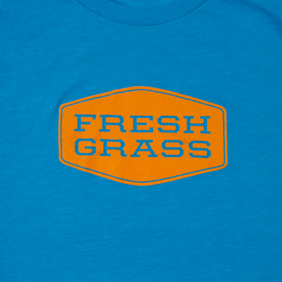 FreshGrass T-Shirt: Aqua with Orange Logo