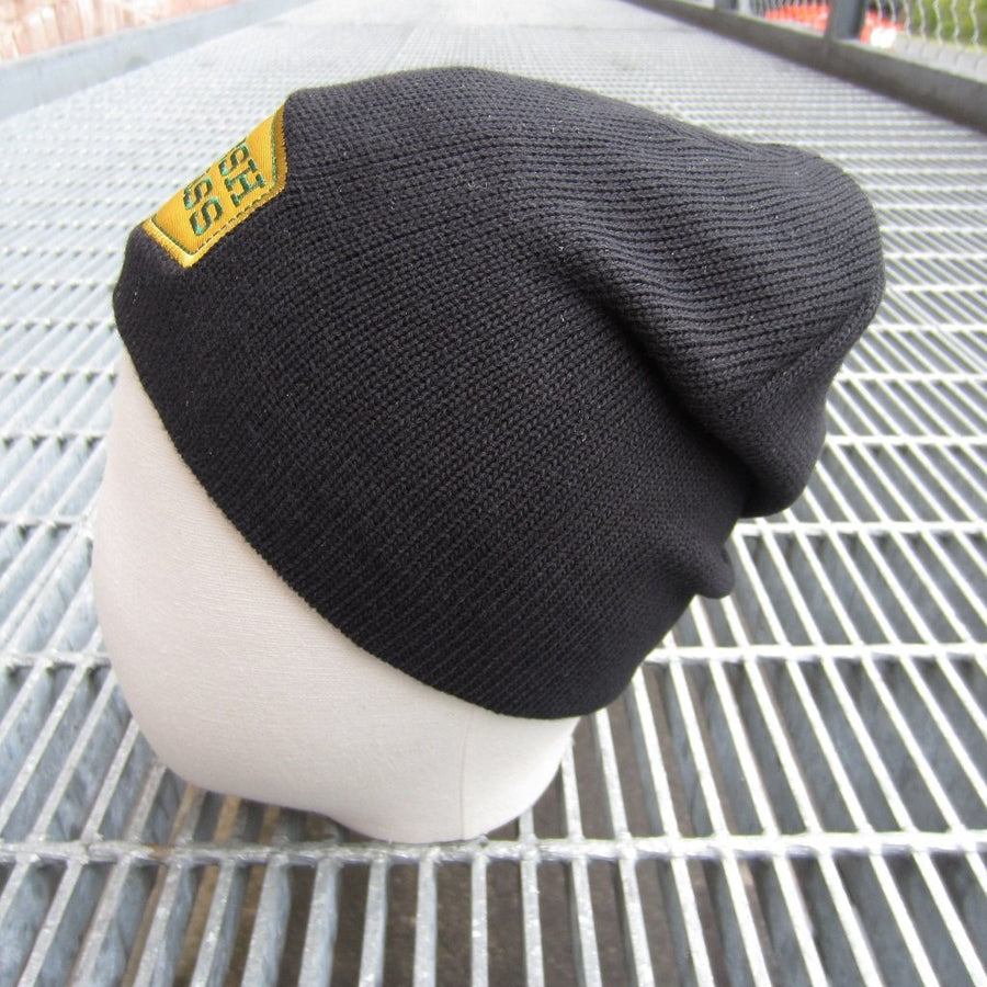 FreshGrass Winter Hat: Black with Gold Logo
