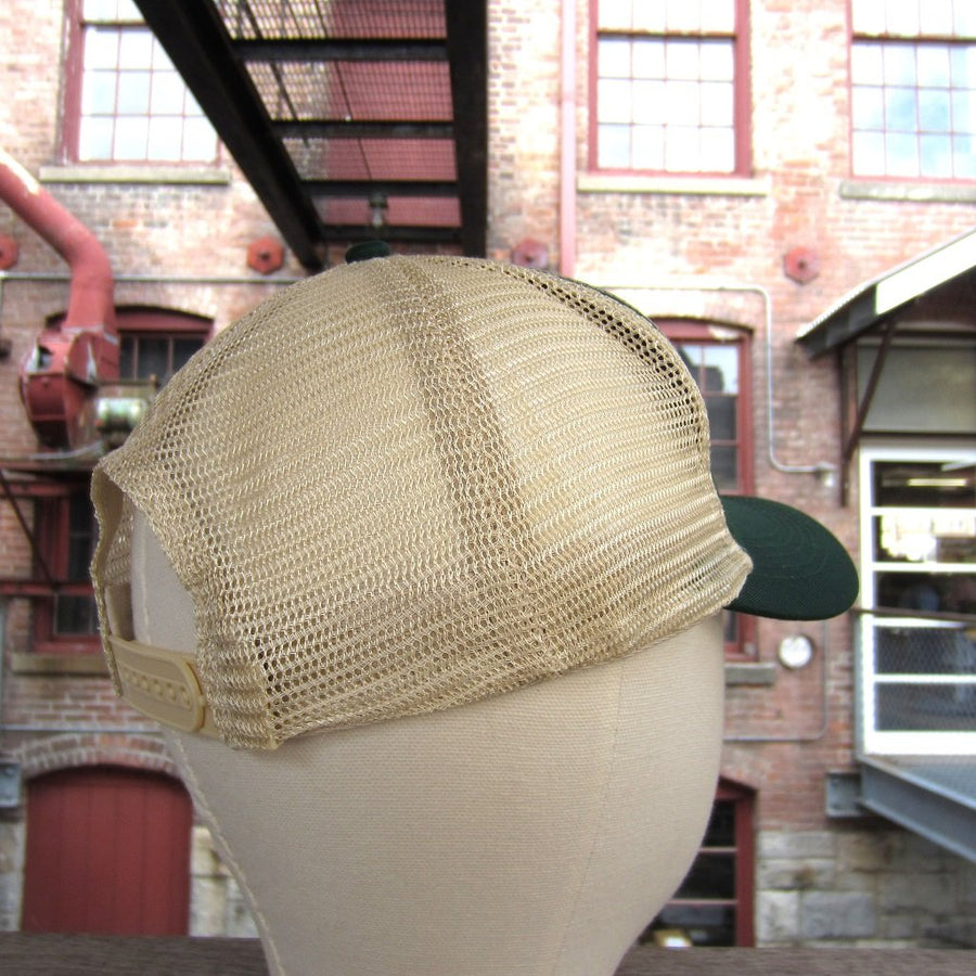 FreshGrass Trucker Hat: Green and Beige with Gold Logo