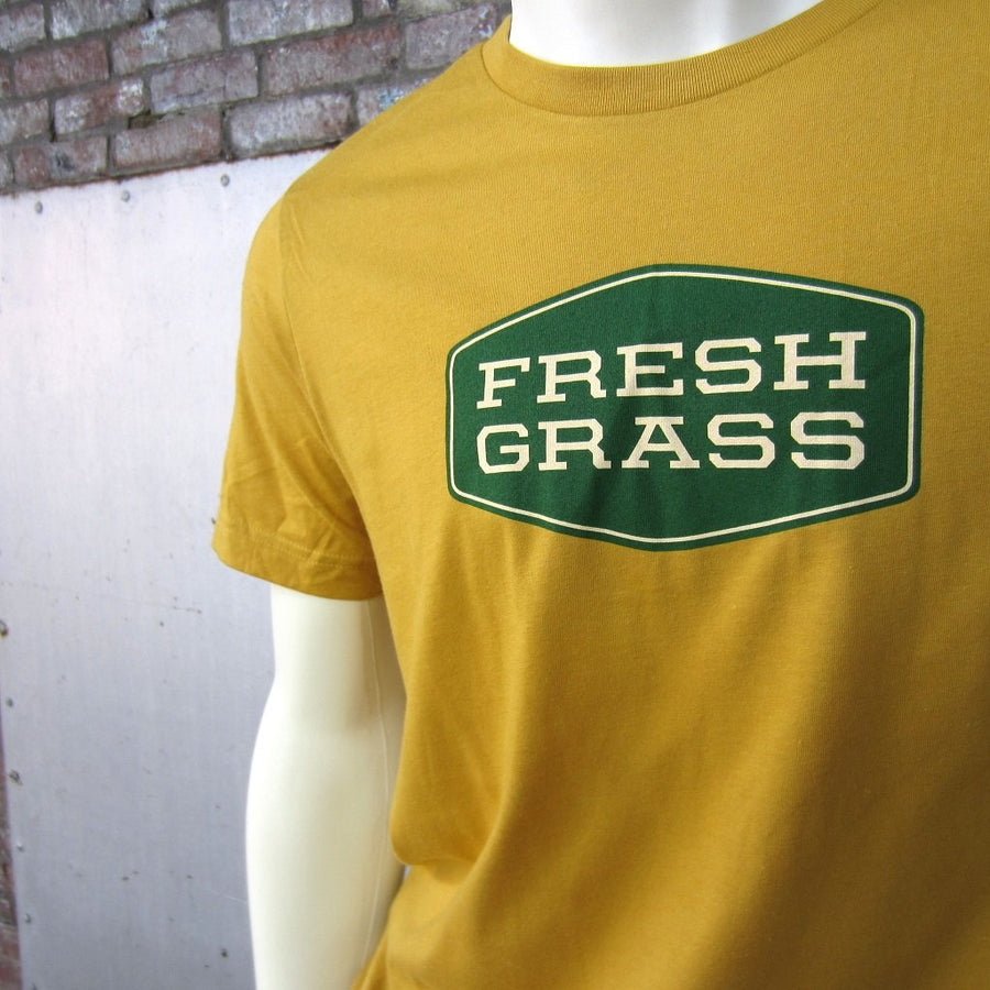 Freshgrass T-Shirt: Mustard with Evergreen Logo