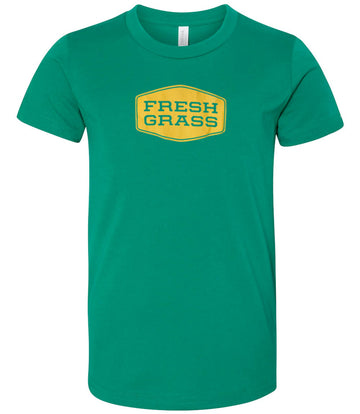 FreshGrass Youth T-Shirt: Green with Yellow Logo