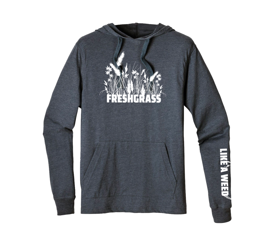 FreshGrass Pullover Hoodie: Navy with White Weeds