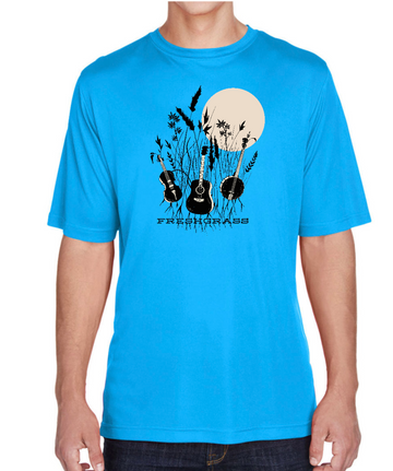 Freshgrass T-shirt: Crew Neck Scuba Blue with Instrument