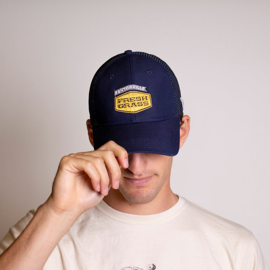 Bentonville 2021 Freshgrass Carhartt Trucker Hat: Navy with Gold Logo