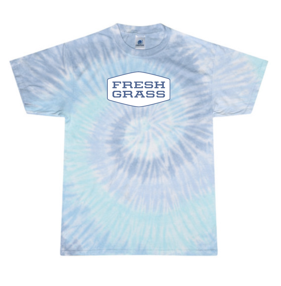 Freshgrass T-shirt: Crew Neck Tie Dye Lagoon with White Logo