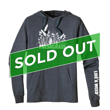FreshGrass Pullover Hoodie: Navy with White Weeds