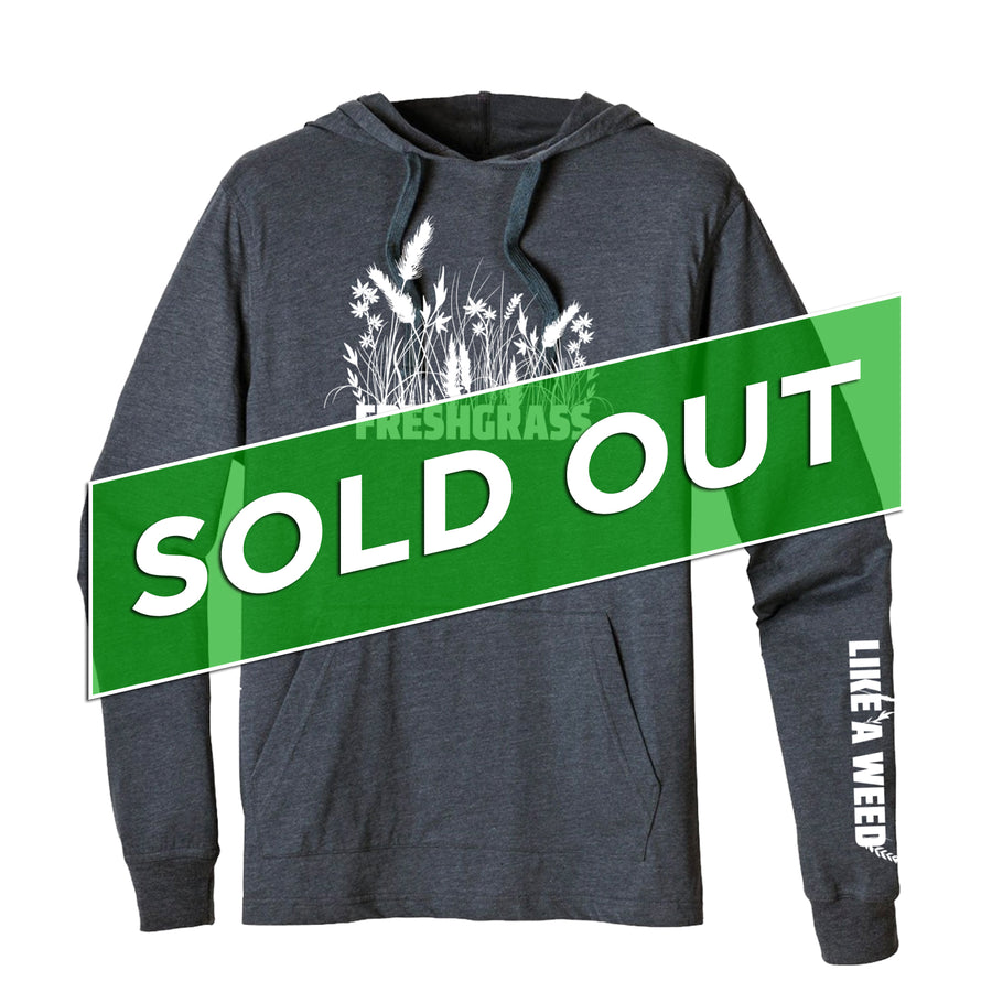 FreshGrass Pullover Hoodie: Navy with White Weeds